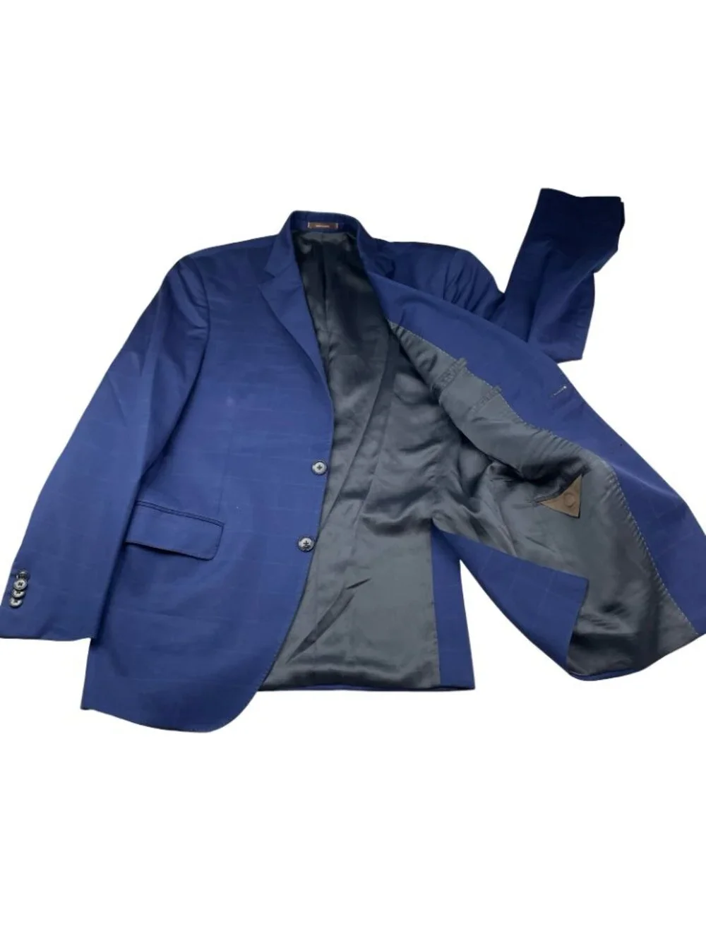 Peter Millar Men's 100% Wool 2-Button Blazer Jacket Blue Windowpane Plaid • 40R